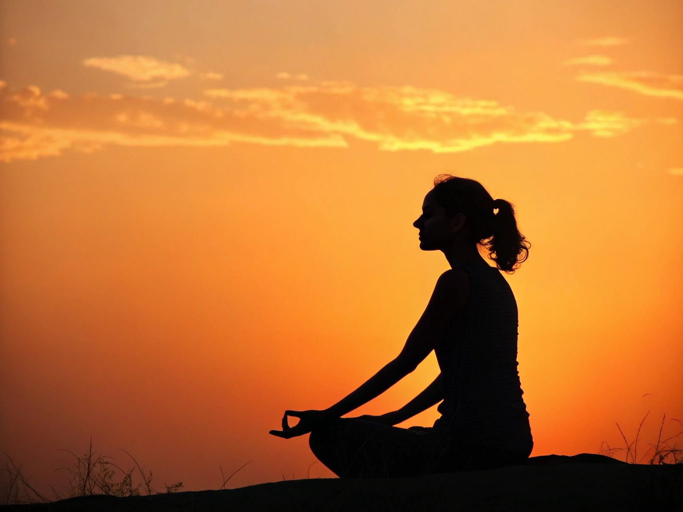 Rauhallinen meditaatiotila, jossa ihmisiä meditoimassa
